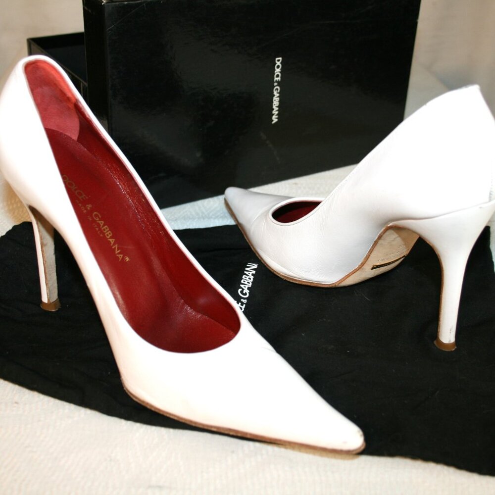 Dolce & Gabbana Nero White Leather Pumps Size 38 Eur. / 7.5 US - Picture 2 of 13